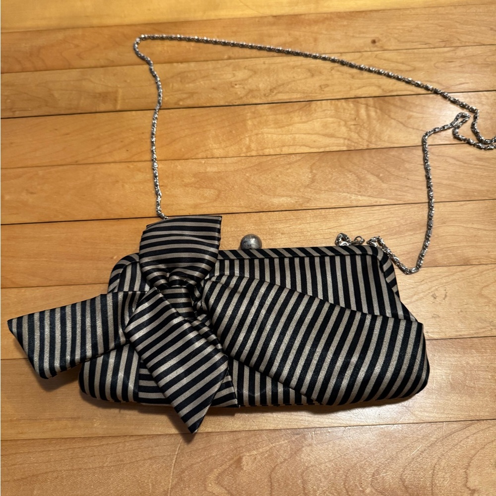 Striped Black and White Clutch Bag